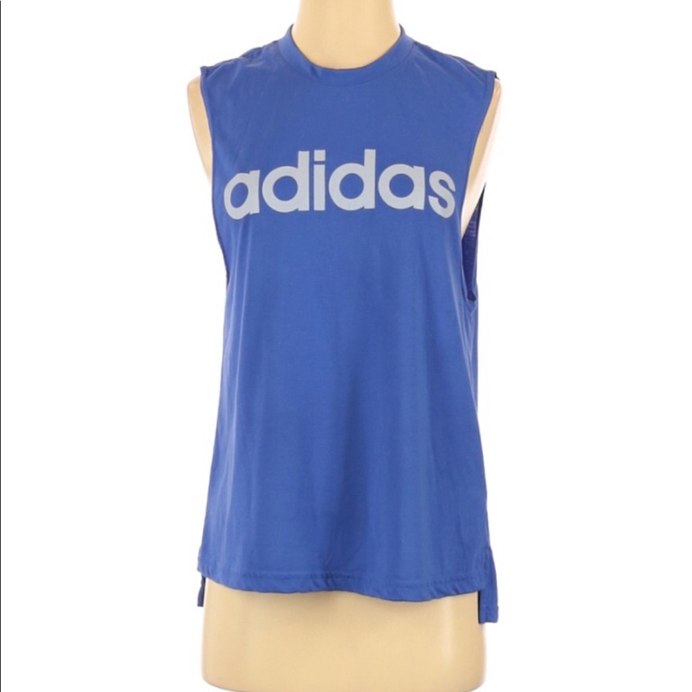 Adidas Blue Athletic Muscle Tee Top Size Medium